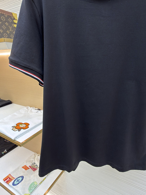 モンクレール ロゴ入りトリコロールトリトリムコットン半袖Tシャツ