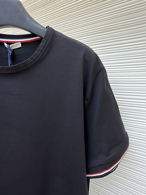 モンクレール ロゴ入りトリコロールトリトリムコットン半袖Tシャツ