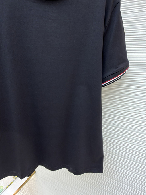 モンクレール ロゴ入りトリコロールトリトリムコットン半袖Tシャツ