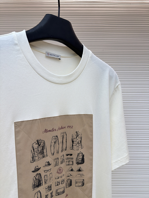 モンクレール プリント入りコットン半袖Tシャツ