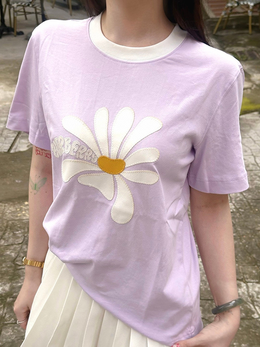 バーバリー レディースデイジー刺繍入り半袖Tシャツ
