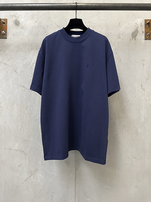 サンローラン クラシックな小さなロゴ刺繍入りの厚の半袖Tシャツ