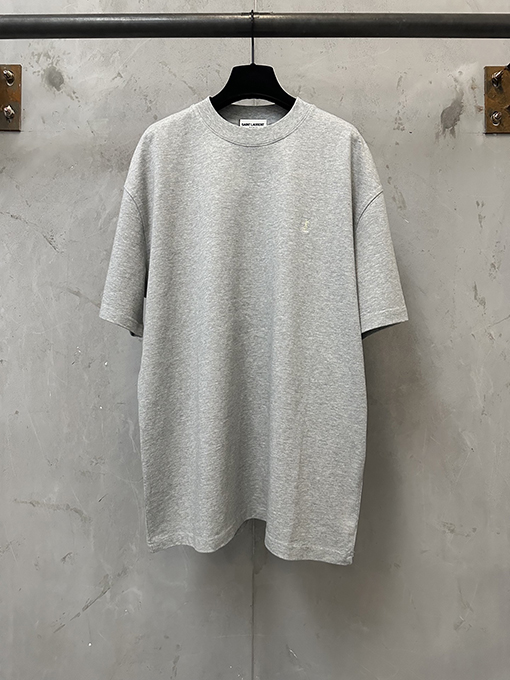 サンローラン クラシックな小さなロゴ刺繍入りの厚の半袖Tシャツ