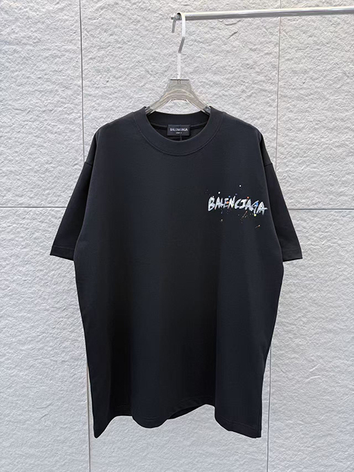 バレンシアガ BALENCIAGA 手描きインクスプラッシュ柄ラウンドネック半袖Tシャツ