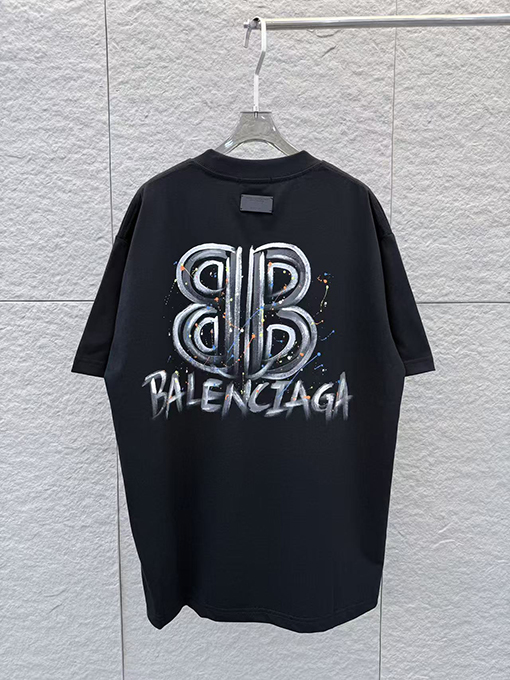 バレンシアガ BALENCIAGA 手描きインクスプラッシュ柄ラウンドネック半袖Tシャツ