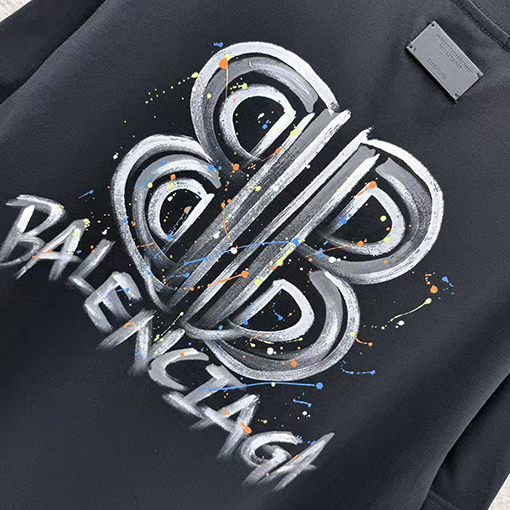 バレンシアガ BALENCIAGA 手描きインクスプラッシュ柄ラウンドネック半袖Tシャツ