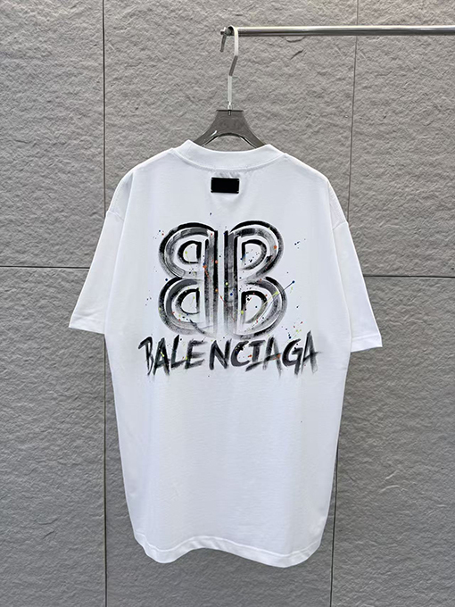 バレンシアガ BALENCIAGA 手描きインクスプラッシュ柄ラウンドネック半袖Tシャツ