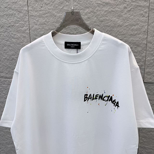 バレンシアガ BALENCIAGA 手描きインクスプラッシュ柄ラウンドネック半袖Tシャツ