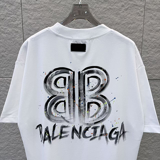 バレンシアガ BALENCIAGA 手描きインクスプラッシュ柄ラウンドネック半袖Tシャツ