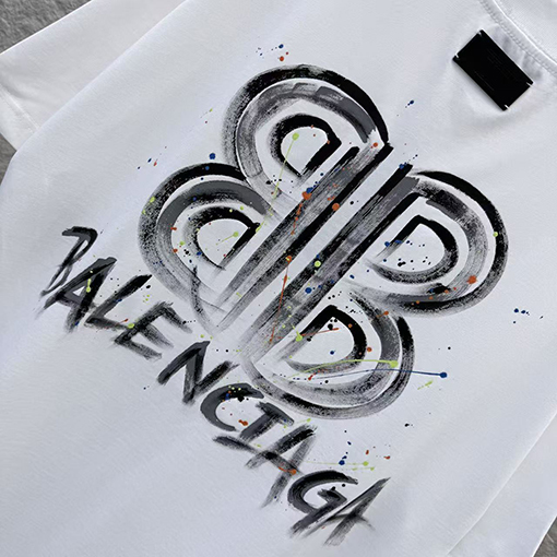 バレンシアガ BALENCIAGA 手描きインクスプラッシュ柄ラウンドネック半袖Tシャツ