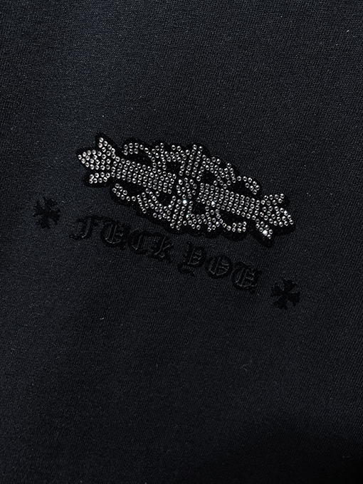 クロムハーツ ラインストーン付き蹄鉄サンスクリット文字クロス長袖シャツ