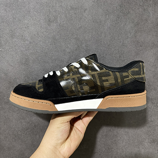 フェンディスニーカースーパーコピー FENDI Match  レザー型押しレースアップローカットファッションスニーカー