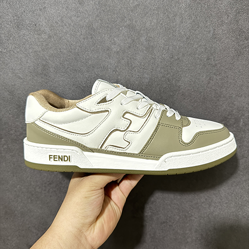 フェンディ FENDI Match  クラシックレザー型押しレースアップローカットファッションスニーカー