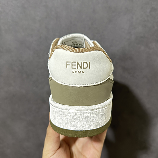 フェンディ FENDI Match  クラシックレザー型押しレースアップローカットファッションスニーカー
