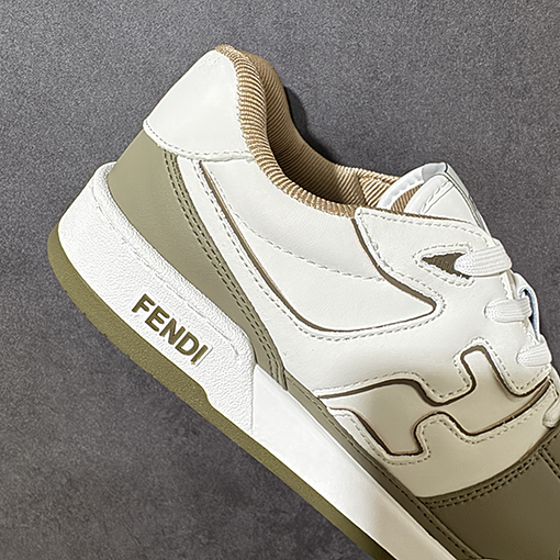 フェンディ FENDI Match  クラシックレザー型押しレースアップローカットファッションスニーカー