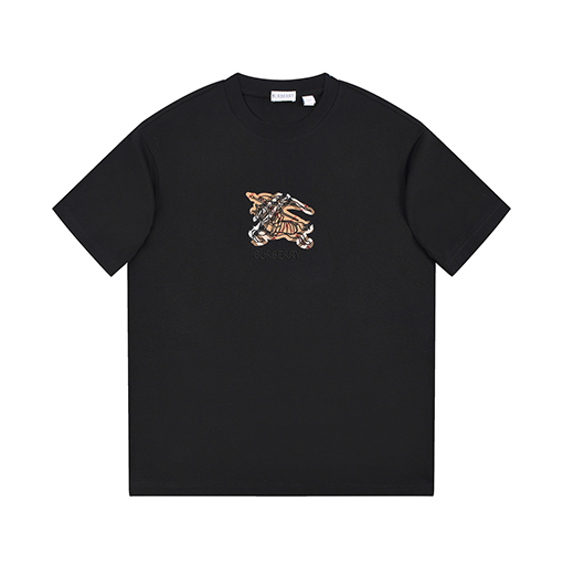バーバリー クラシックな戦馬のアップリケ刺繍入りウォッシュ半袖Tシャツ