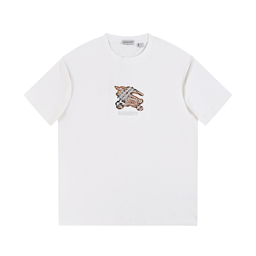 バーバリー クラシックな戦馬のアップリケ刺繍入りウォッシュ半袖Tシャツ