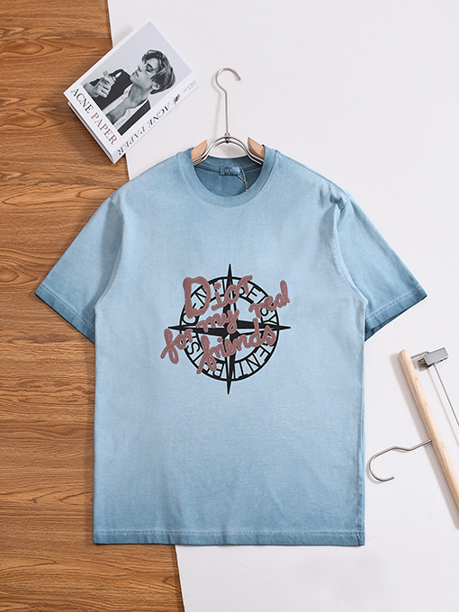 クロムハーツコピー ウォッシュ染色の発泡をしたプリント半袖Tシャツ