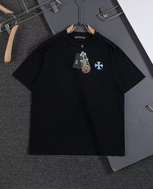 クロムハーツ クラシックなクロスバッジの縁タッセル付き半袖Tシャツ