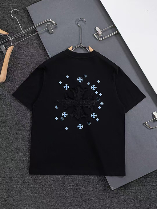 クロムハーツ クラシックなクロスバッジの縁タッセル付き半袖Tシャツ
