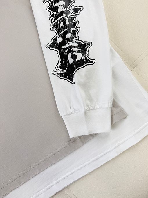 バレンシアガ長袖シャツスーパーコピー BALENCIAGA 刺繍プリント入りダメージ風ツーピース長袖シャツ