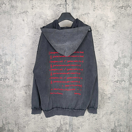 バレンシアガフォーミュラ刺繍入りウォッシュダメージジッパー付きフード付きスウェットシャツ