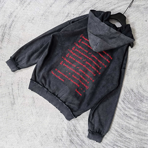 バレンシアガフォーミュラ刺繍入りウォッシュダメージジッパー付きフード付きスウェットシャツ