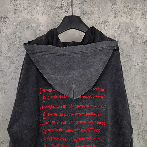 バレンシアガフォーミュラ刺繍入りウォッシュダメージジッパー付きフード付きスウェットシャツ