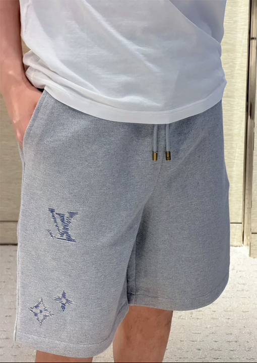 ルイヴィトン コットン刺繍ロゴ入りショートパンツ