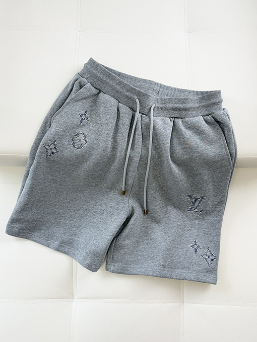 ルイヴィトン コットン刺繍ロゴ入りショートパンツ