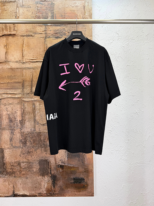 バレンシアガスーパーコピー BALENCIAGA 七夕限定ハート柄半袖Tシャツ