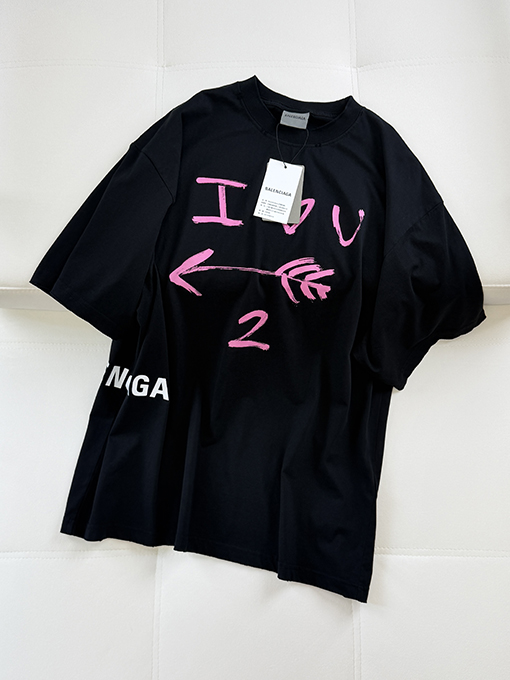 バレンシアガスーパーコピー BALENCIAGA 七夕限定ハート柄半袖Tシャツ