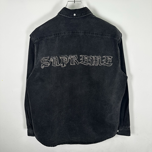 シュプリーム SUPREME アップリケ付きデニムカジュアル長袖シャツ