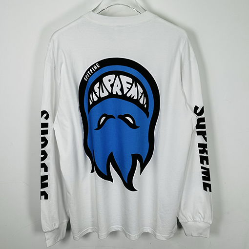 シュプリームコピー SUPREME 炎の幽霊の頭のプリント入りクルーネック長袖シャツ