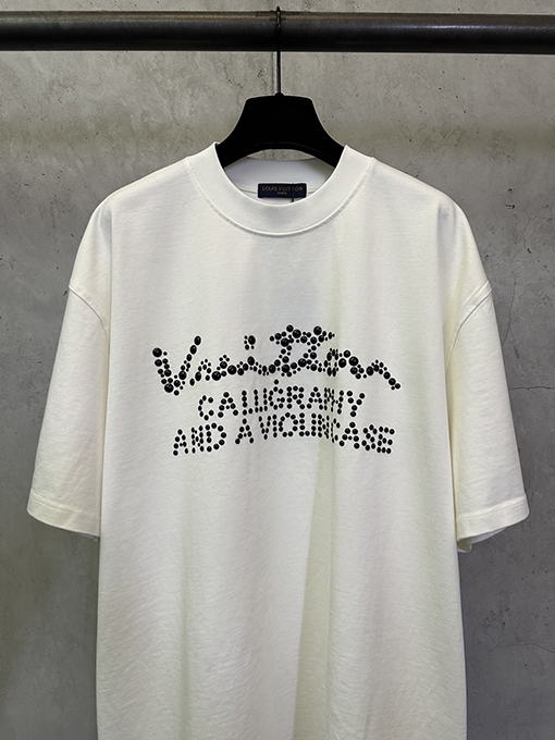 ルイヴィトン LV パールロゴ入りクルーネック半袖Tシャツ