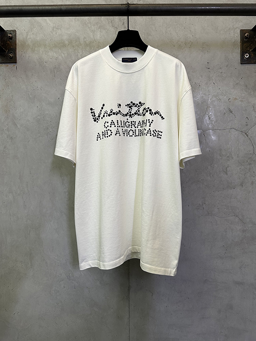 ルイヴィトン LV パールロゴ入りクルーネック半袖Tシャツ