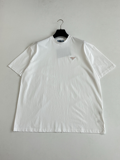 プラダ半袖Tシャツコピー 三角形のロゴ入り半袖Tシャツ