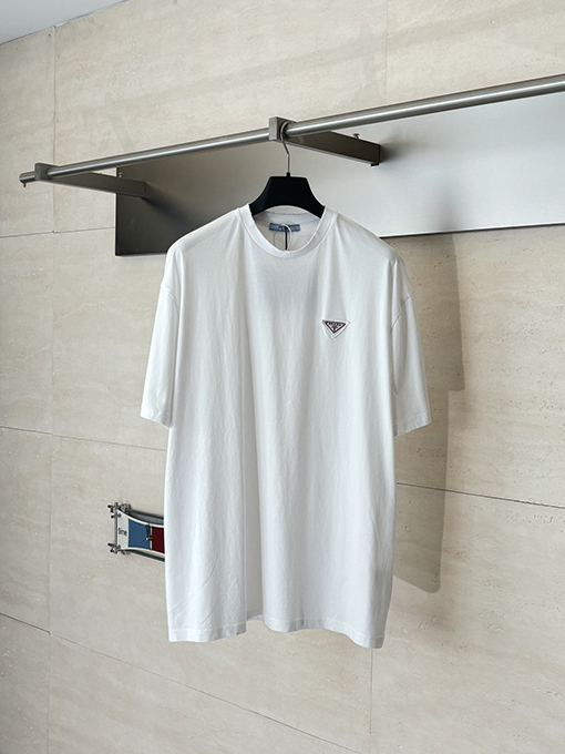 プラダ半袖Tシャツコピー 三角形のロゴ入り半袖Tシャツ