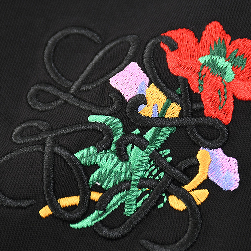 ロエベ半袖Tシャツコピー 花柄刺繍入り半袖Tシャツ