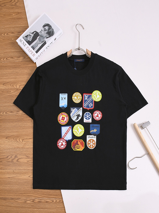 ルイヴィトン偽物 クラシックなロゴプリント入り半袖Tシャツ