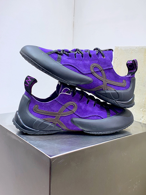 ロエベコピー Grip Calfskin Suede Sneakers グリップシリーズ レトロ薄底カジュアルスニーカー