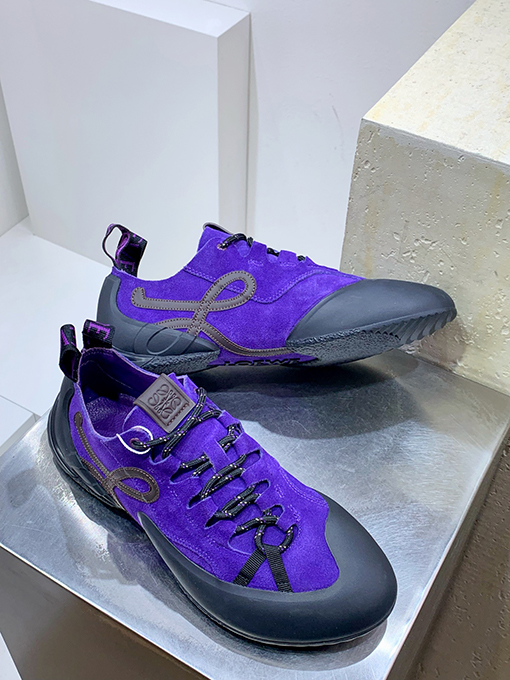 ロエベコピー Grip Calfskin Suede Sneakers グリップシリーズ レトロ薄底カジュアルスニーカー