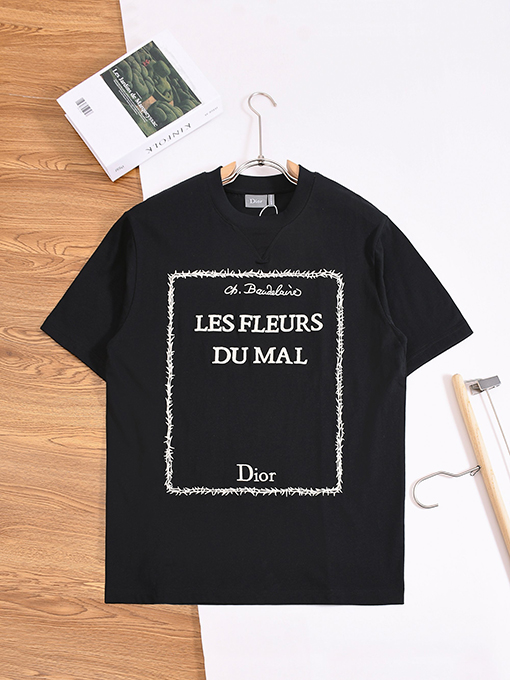 ディオール Dior シンプルな文字刺繍入り半袖Tシャツ