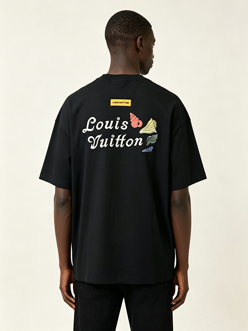 ルイヴィトン Louis Vuitton 貝殻刺繍入りクルーネック半袖Tシャツ