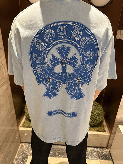クロムハーツ クラシックウォッシュと刺繍カップル半袖Tシャツ