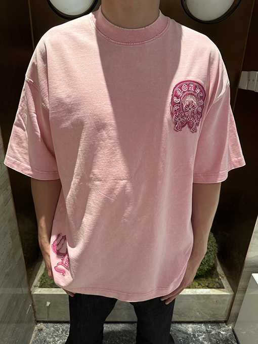 クロムハーツ クラシックウォッシュと刺繍カップル半袖Tシャツ