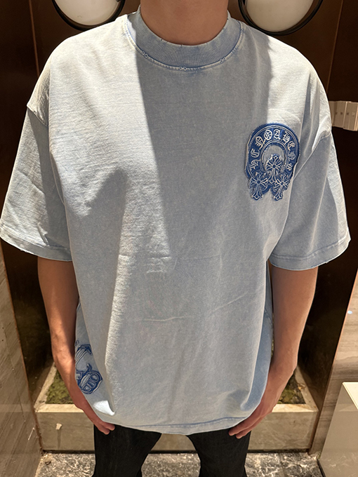 クロムハーツ クラシックウォッシュと刺繍カップル半袖Tシャツ