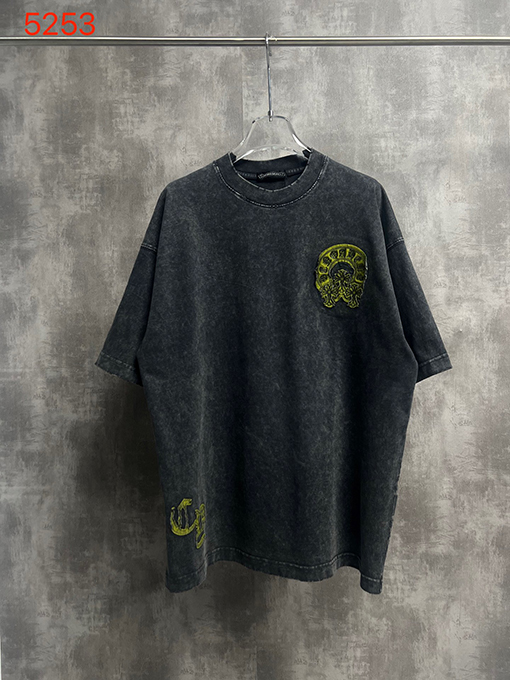 クロムハーツ クラシックウォッシュと刺繍カップル半袖Tシャツ