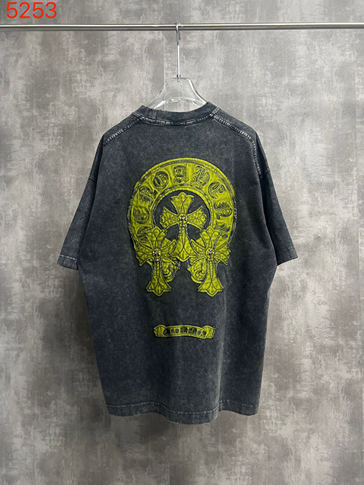 クロムハーツ クラシックウォッシュと刺繍カップル半袖Tシャツ