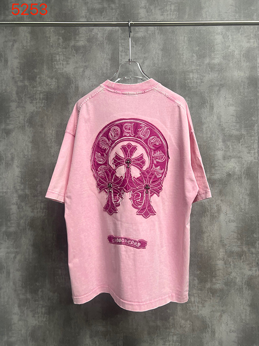 クロムハーツ クラシックウォッシュと刺繍カップル半袖Tシャツ